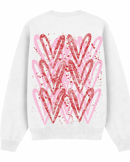 Pink/Red Paisley Heart Printed Sweatshirt Adults