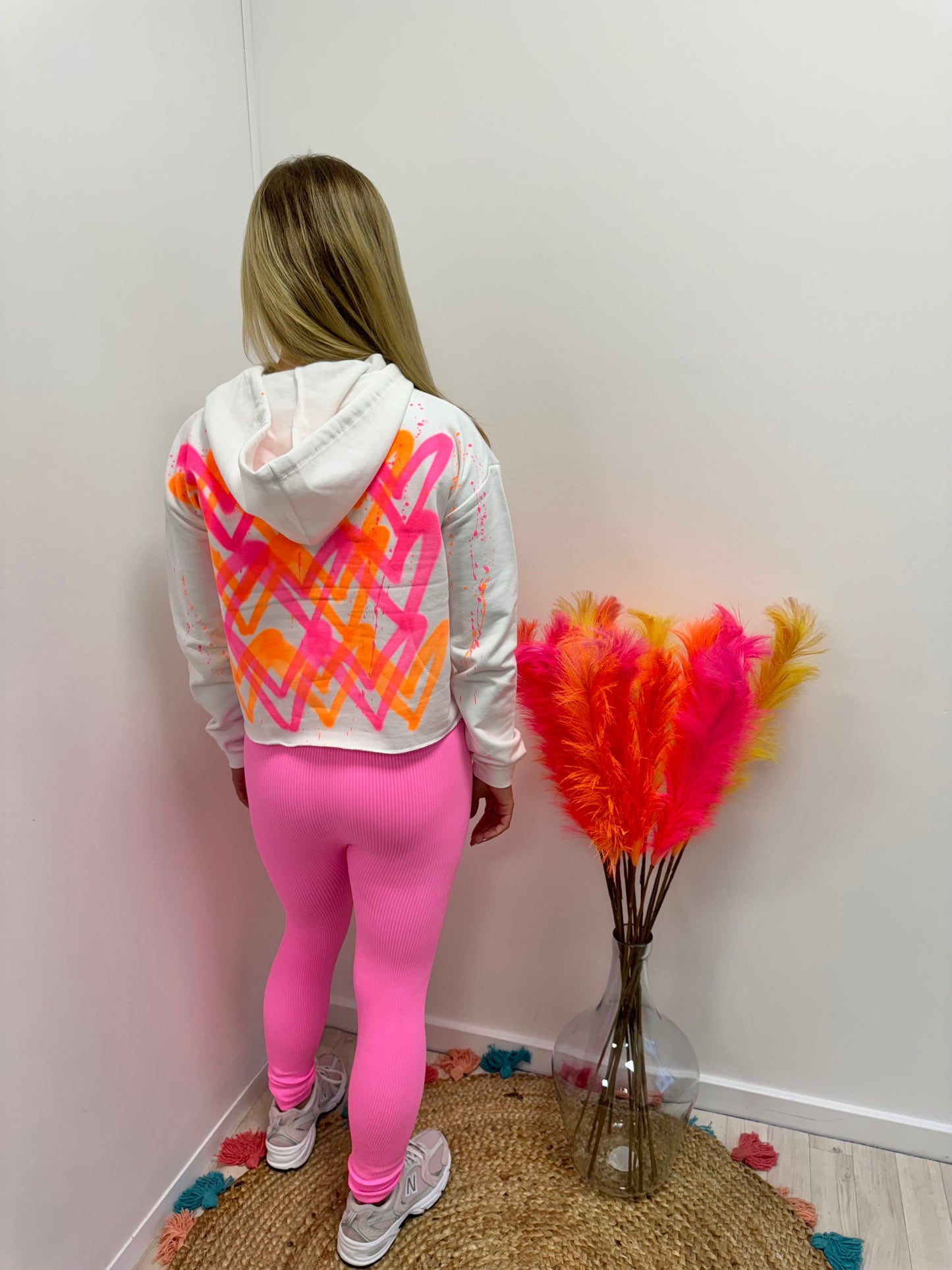 Neon Hearts Cropped Hoodie