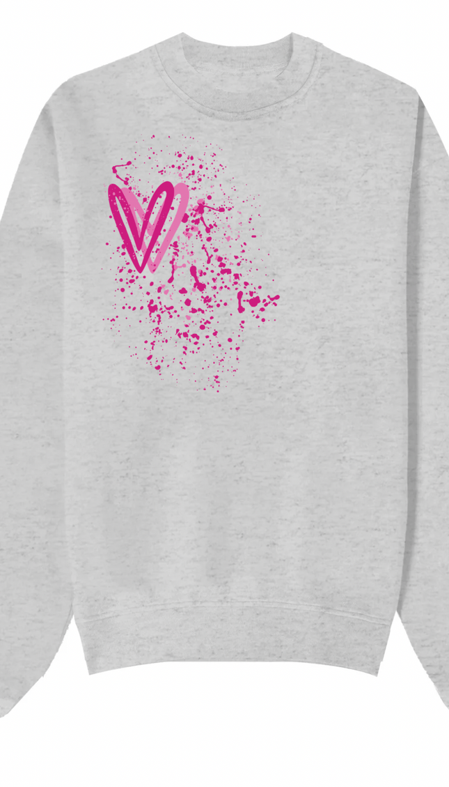 Hot Pink Heart Printed Sweatshirt – image 8