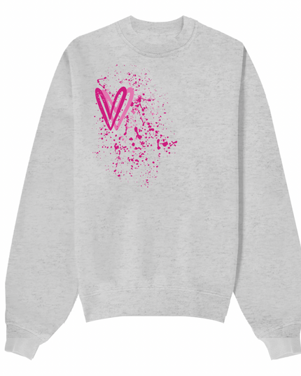 Hot Pink Heart Printed Sweatshirt Adults