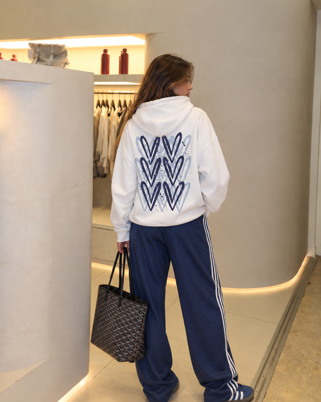 Graffiti Navy Heart Hoodie – alternate view