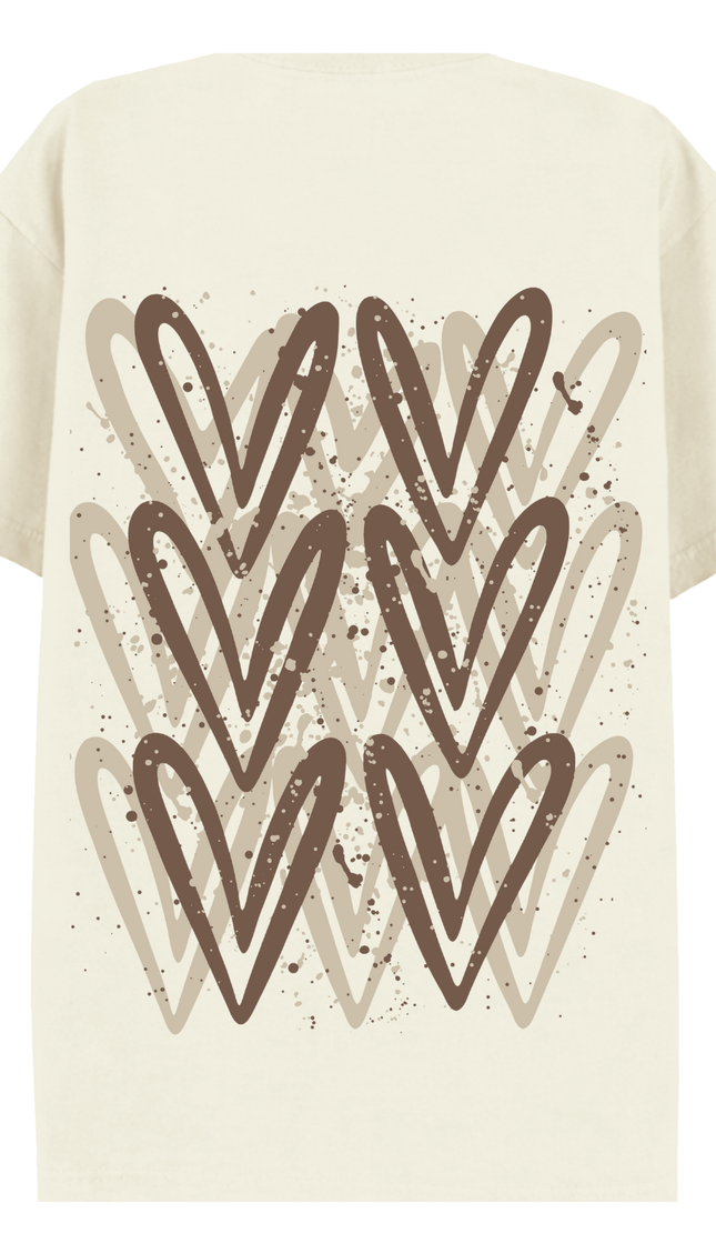 Beige Heart Printed T-shirt – image 5