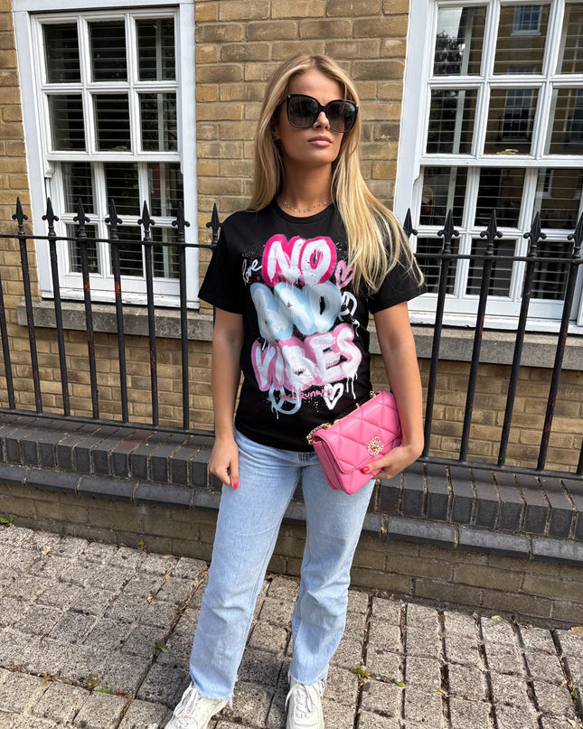 No Bad Vibes Printed T-shirt Adult