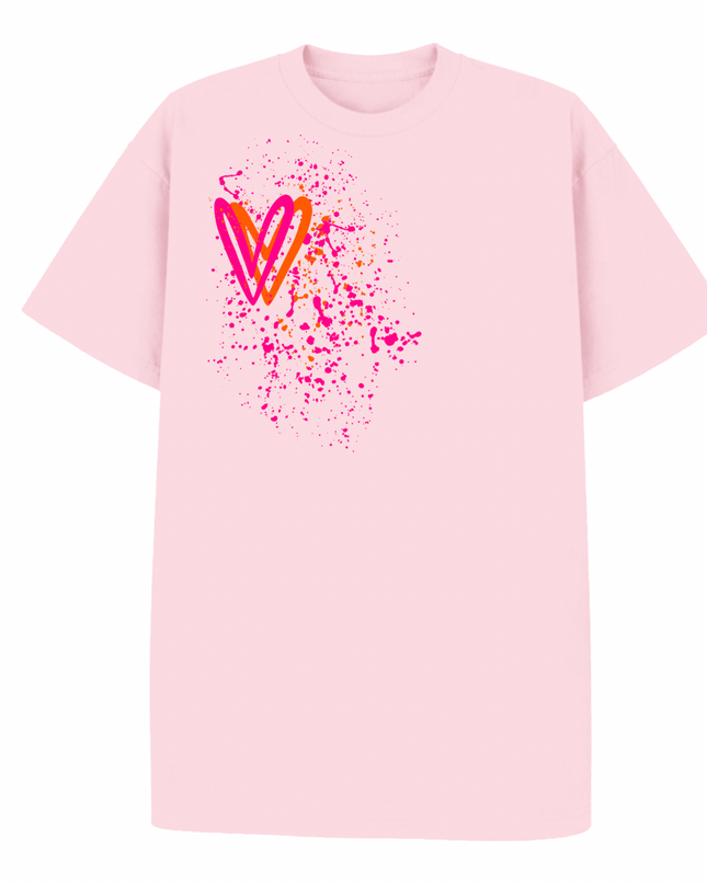 Neon Heart Printed T-shirt Adult