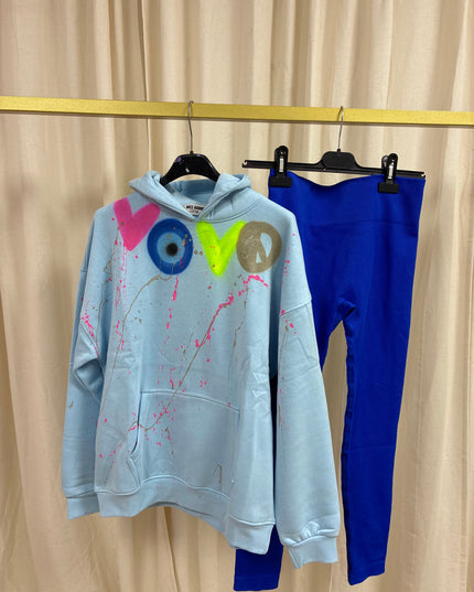 Neon Heart, Gold Peace, Evil Eye Spray Painted Hoodie & Leggings Kids