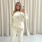 Brown Leopard Heart Graffiti Sweatshirt Tracksuit Cream