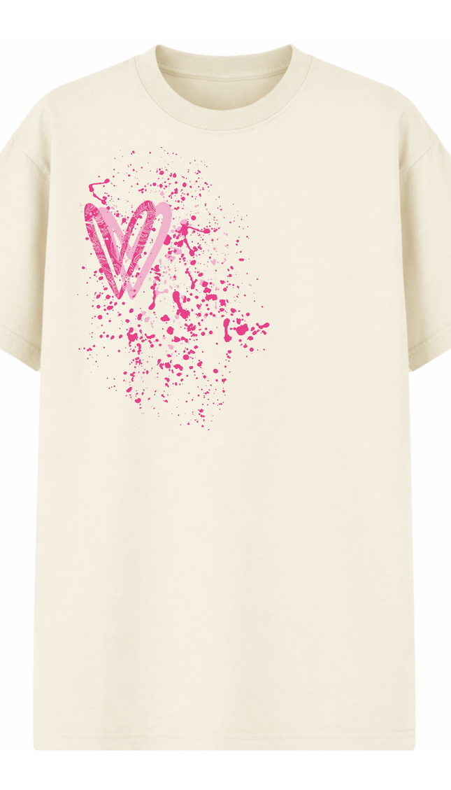 Hot Pink Paisley Heart Printed T-shirt – image 4