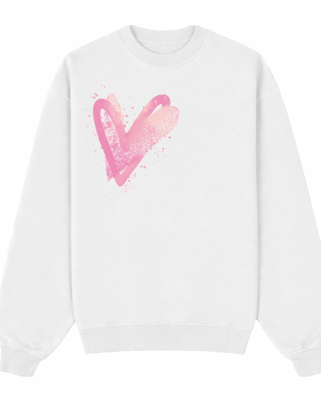 Pink Scatter Heart Printed Sweatshirt Kids