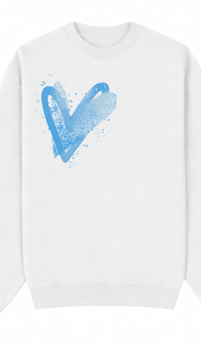Blue Scatter Heart Printed Sweatshirt – image 4