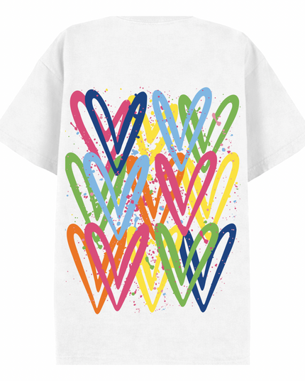 Multicoloured Heart Printed T-shirt Adult