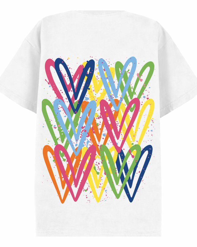 Multicoloured Heart Printed T-shirt Adult