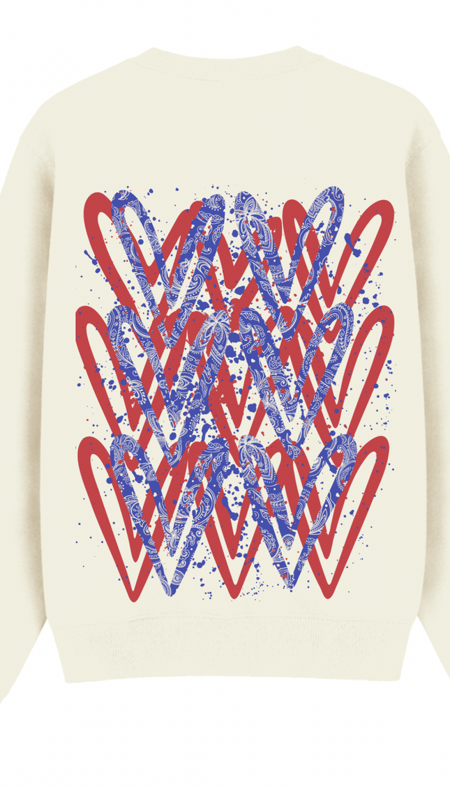Red/Royal Paisley Heart Printed Sweatshirt – additional view