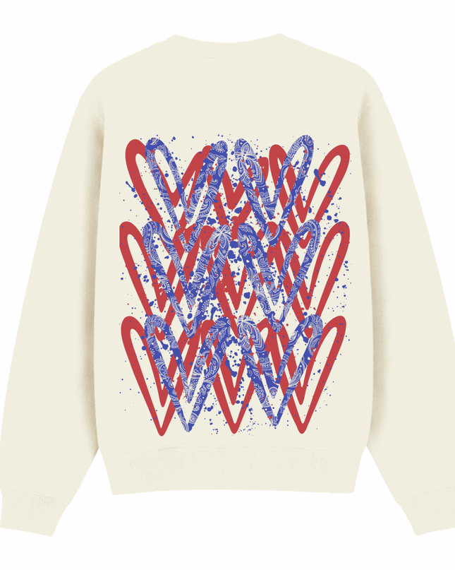 Red/Royal Blue Paisley Heart Printed Sweatshirt Kids