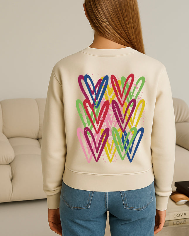 Colourful Heart Printed Sweatshirt