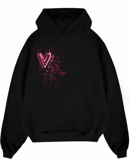 Dark Multicoloured Heart Printed Hoodie Kids