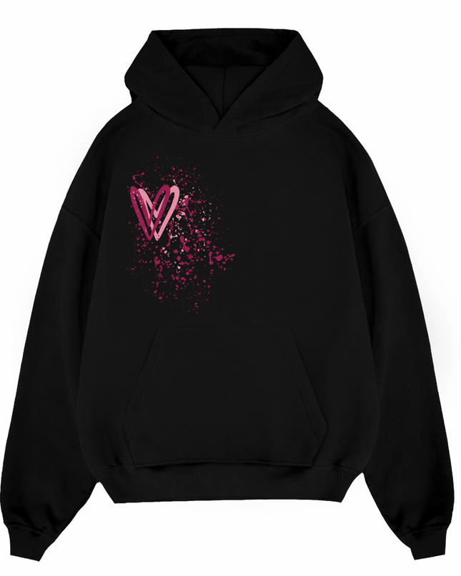 Dark Multicoloured Heart Printed Hoodie Kids