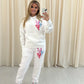 Miss Runway Multicolour Heart Graffiti Hooded Tracksuit White