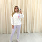 Miss Runway Pastel Heart Graffiti Sweatshirt Legging Set White