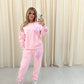 Miss Runway Pastel Heart Graffiti Sweatshirt Tracksuit Pink