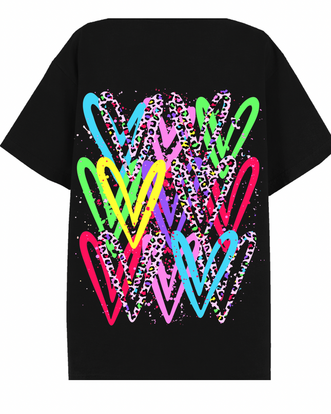 Multicoloured Zig Zag Heart Printed T-shirt Adult