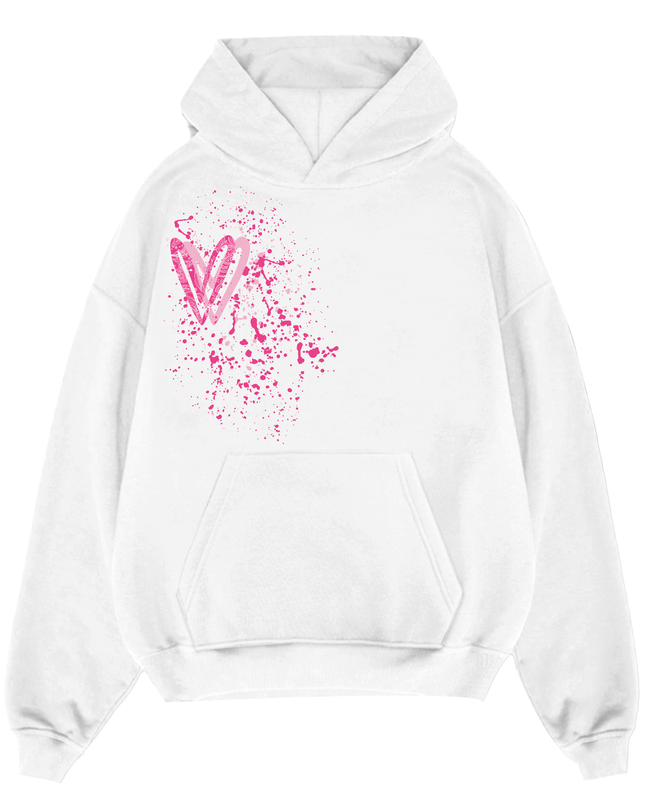 Hot Pink Paisley Heart Printed Hoodie Adults