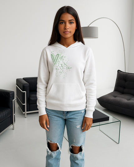 Sage Green Heart Printed Hoodie