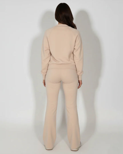 Oversized Bubble Hem Jacket and Trouser Loungewear Set Beige