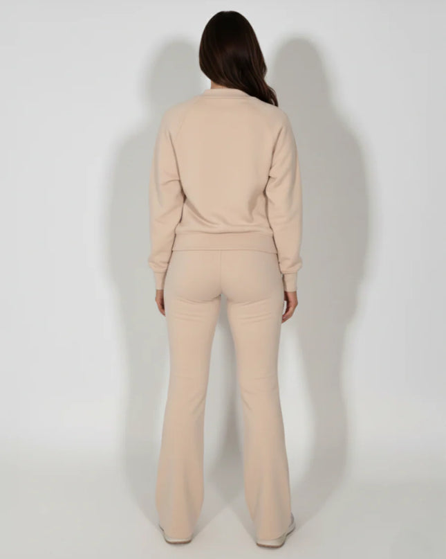 Oversized Bubble Hem Jacket and Trouser Loungewear Set Beige