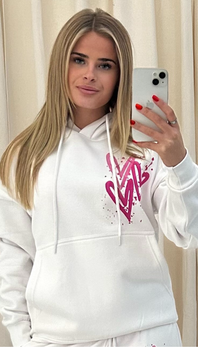 Miss Runway Pink Heart Printed Hoodie – additional view