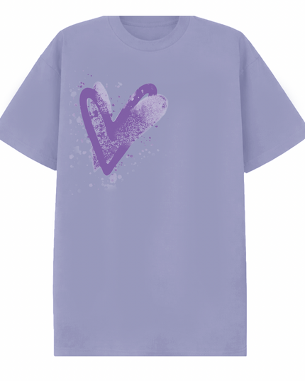 Lilac Scatter Heart Printed T-shirt Kids