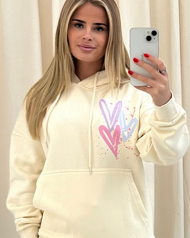 Miss Runway Pastel Heart Printed Hoodie Adults