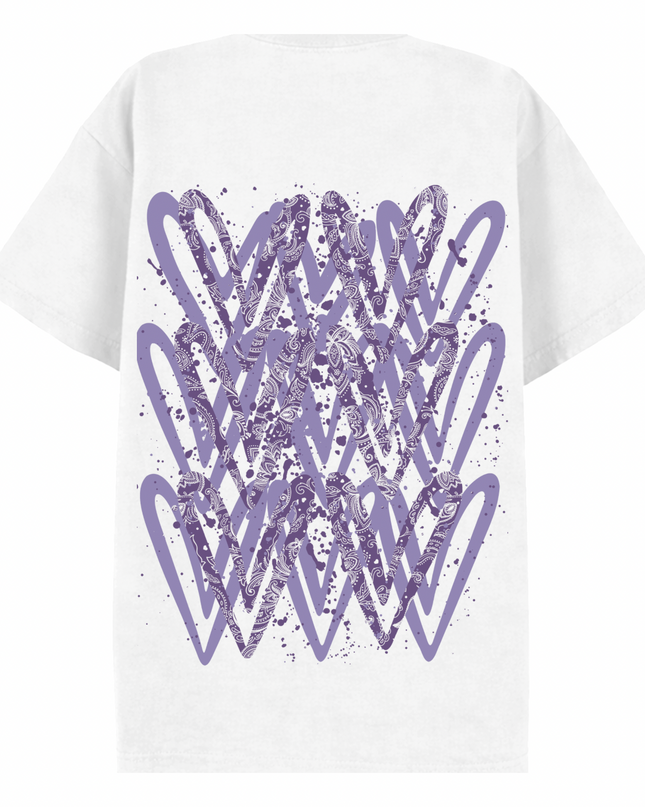Lilac Paisley Heart Printed T-shirt Adult