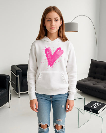 Hot Pink Scatter Hearts Printed Hoodie