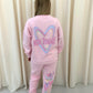 Miss Runway Pastel Heart Graffiti Sweatshirt Tracksuit Pink