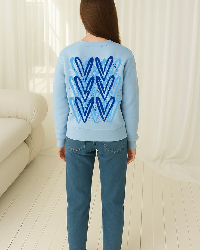 Royal Blue Heart Printed Sweatshirt