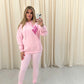 Miss Runway Pink Heart Graffiti Hoodie And Legging Set Pink