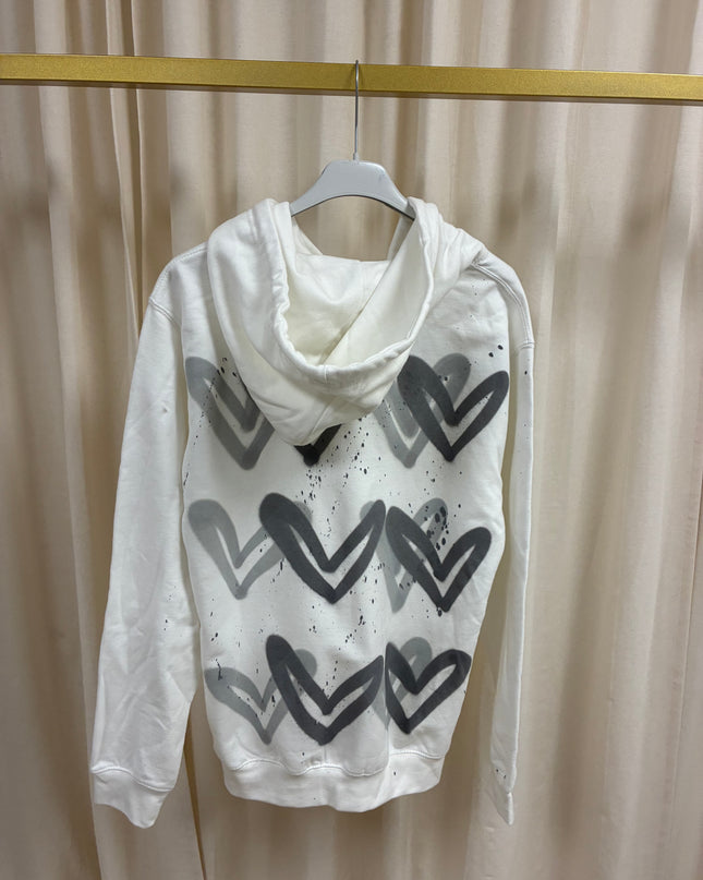 Grey Hearts Spray Painted Zip Up Hoodie Adults