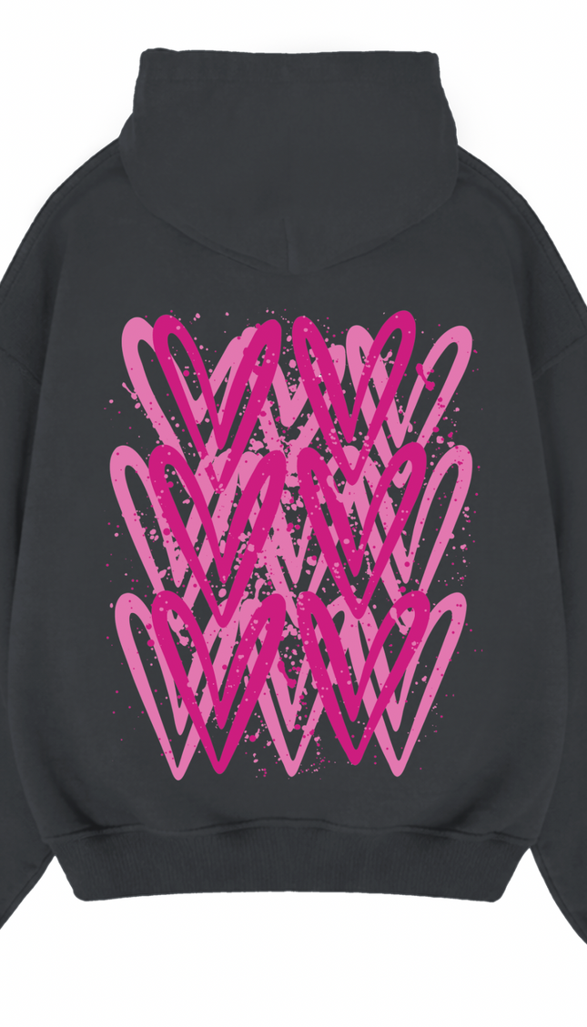 Hot Pink Heart Printed Hoodie – image 9