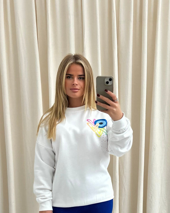 Neon Heart Evil Eye Printed Sweatshirt Adults