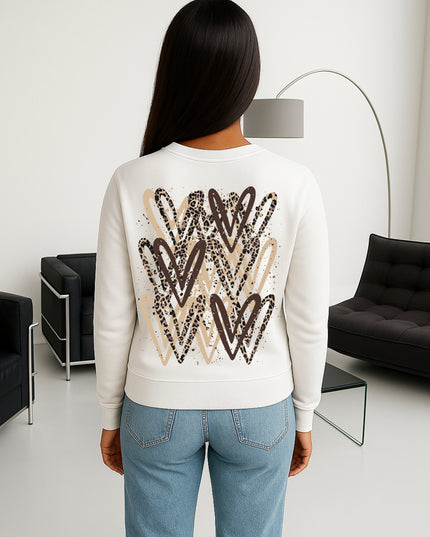Brown Leopard Heart Printed Sweatshirt