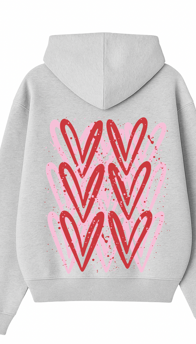Pink/Red Heart Printed Hoodie – image 5