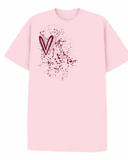 Burgundy Heart Printed T-shirt Adult