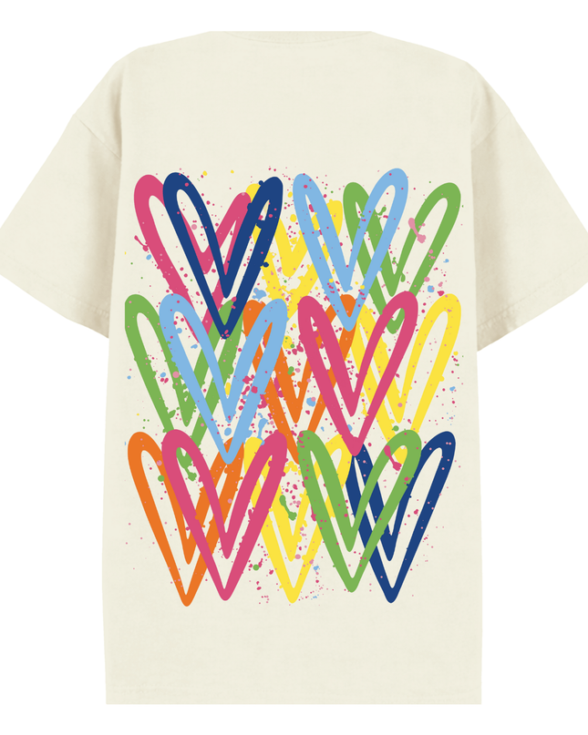 Multicoloured Heart Printed T-shirt Adult