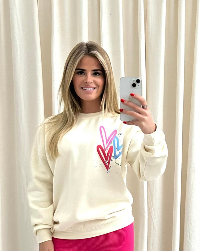 Miss Runway Multicoloured Heart Printed Sweatshirt Adults
