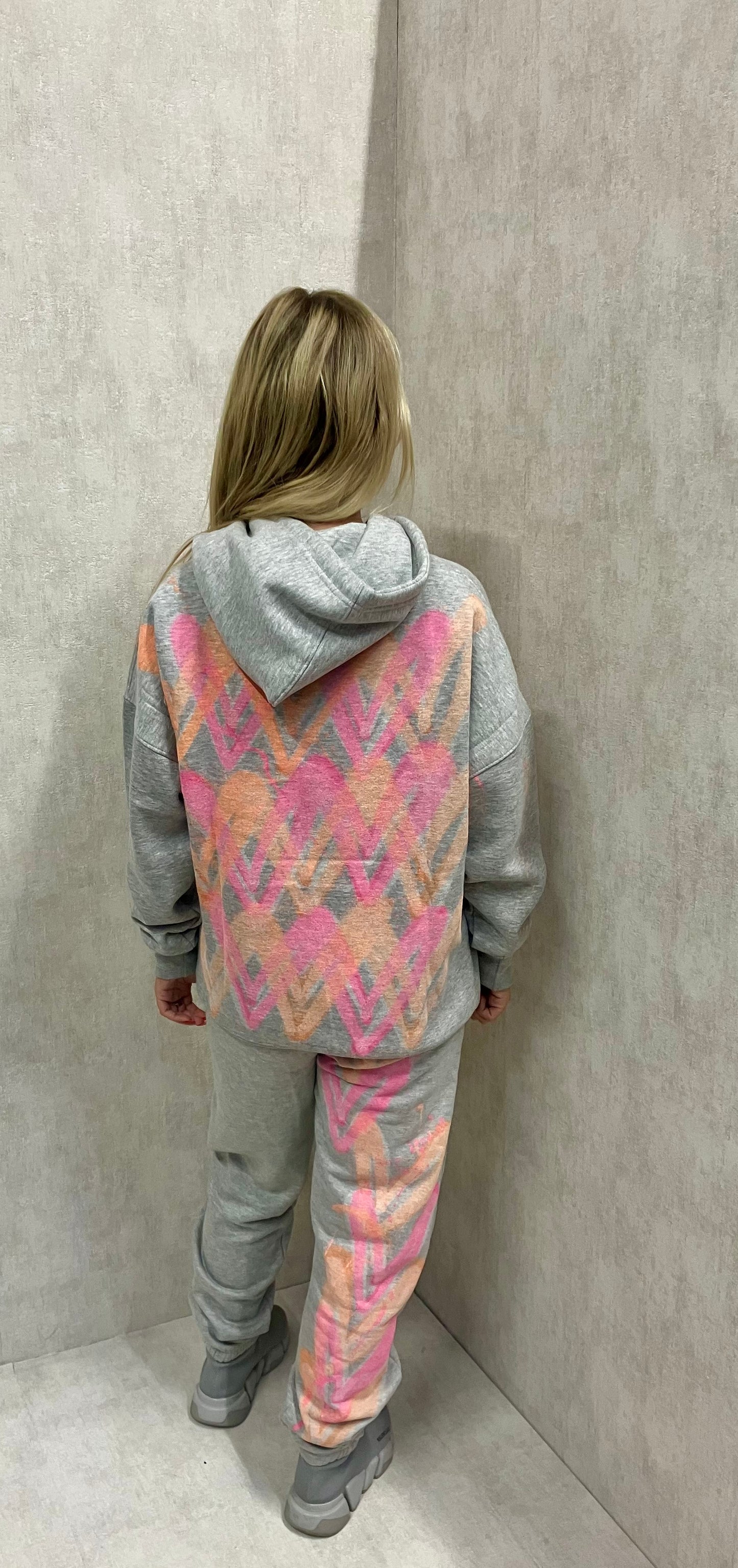 Neon Heart Grey Hooded Tracksuit