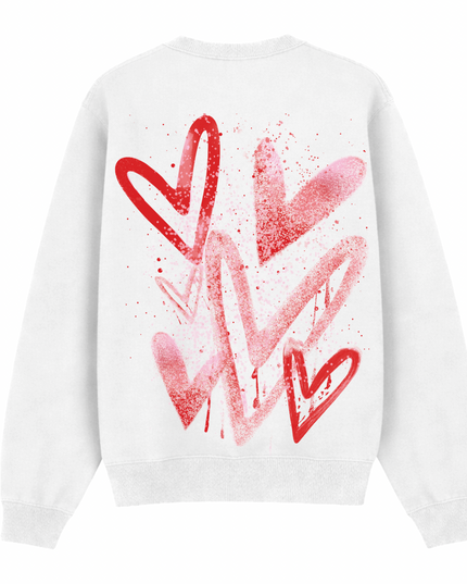 Pink/Red Scatter Heart Printed Sweatshirt Adults