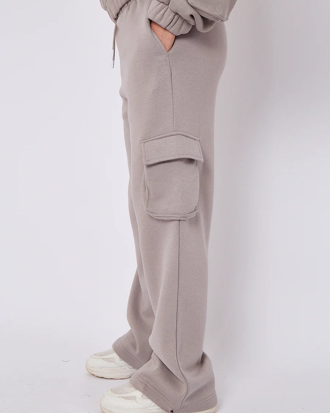 Cargo Style Zip Hooded Tracksuit Dove Grey