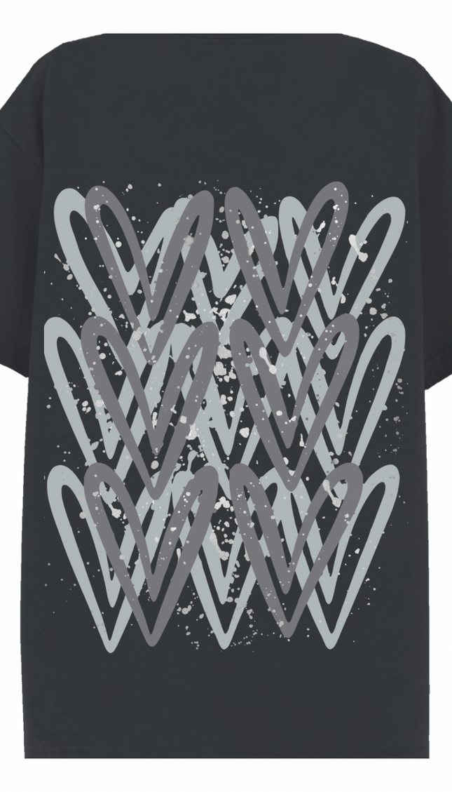 Grey Heart Printed T-shirt – image 9