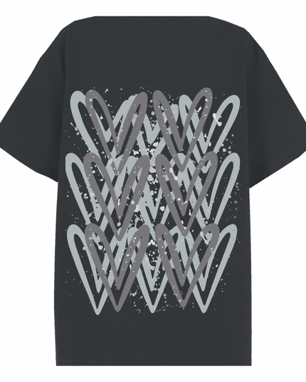Grey Heart Printed T-shirt Adult