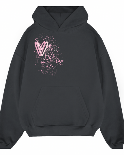 Pink Heart Printed Hoodie Adults
